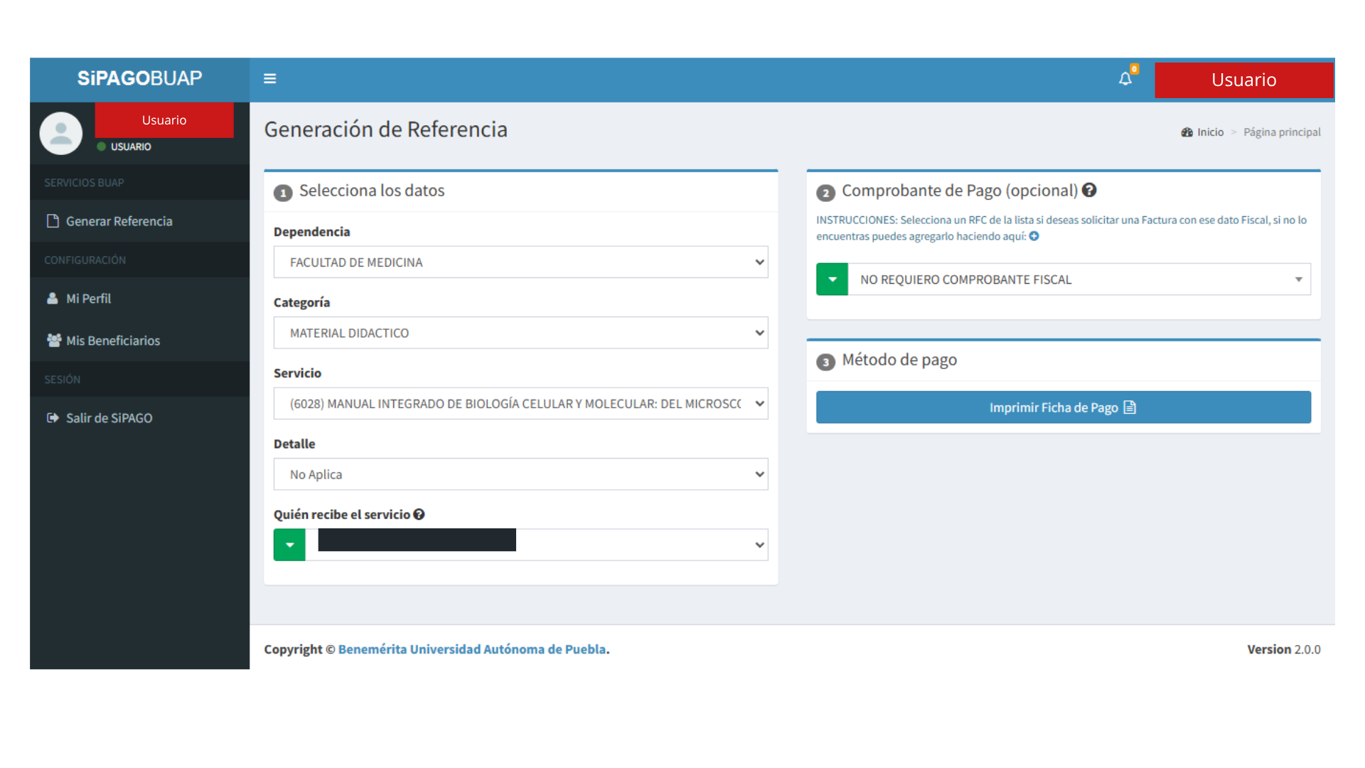Ejemplo de datos para solicitar el manual